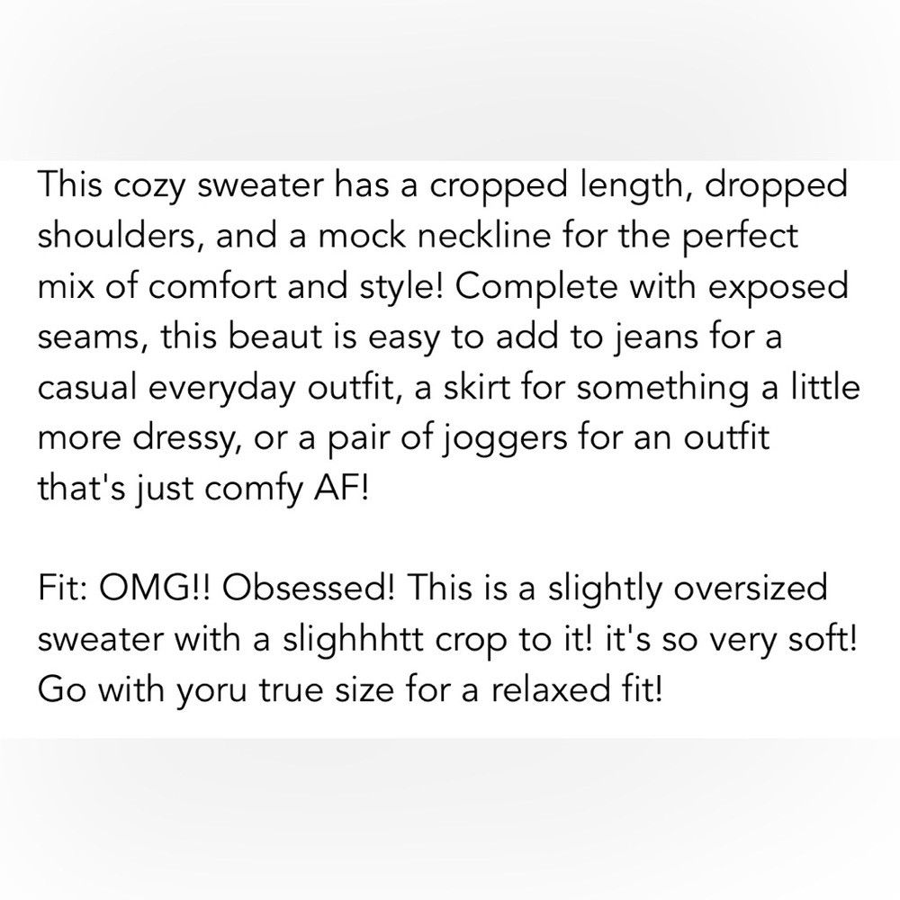 NWT GeeGee cropped boxy fit sweater size M - Picture 5 of 6